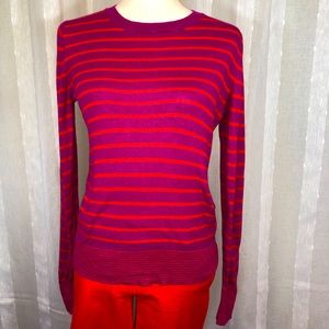 Banana Republic S pink and orange striped silk and cashmere blend sweater.